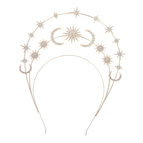 PLAFOPE Dreistufiger Kronen haarreif Gold mit Mond und Sternen Leichter Haarschmuck für Mädchen Frauen Braut Eleganter Kopfschmuck für Party Karneval Halloween Fest Cosplay PLAFOPE Dreistufiger Kronen haarreif Gold mit Mond und Sternen Leichter Haarschmuck für Mädchen Frauen Braut Eleganter Kopfschmuck für Party Karneval Halloween Fest Cosplay von PLAFOPE
