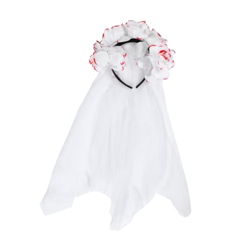 PLAFOPE Halloween Day Of The Dead Haarschmuck Rosen Krone mit Schleier Party Stirnband für Damen und Langlebiges und Design Horror Kostüm Zubehör von PLAFOPE