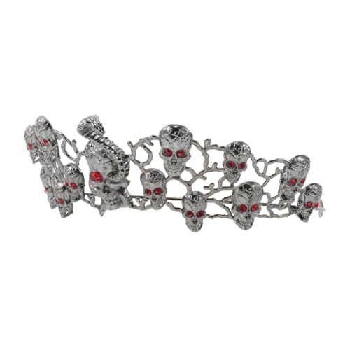 PLAFOPE Halloween Goth Totenkopf Tiara aus Stabilem Legierungsmetall mit Funkelnden Strasssteinen Leichtes Bequemes Stirnband für Damen Stilvolles Party Festival-haaraccessoire von PLAFOPE