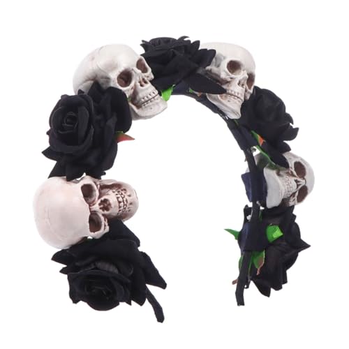 PLAFOPE Halloween Haarband mit Schwarzen Rosen und Totenkopf Dekoren Blumiges Stirnband für Damen Modisches Party Haarschmuck für Karneval Maske und Cosplay PLAFOPE Halloween Haarband mit Schwarzen Rosen und Totenkopf Dekoren Blumiges Stirnband für Damen Modisches Party Haarschmuck für Karneval Maske und Cosplay von PLAFOPE