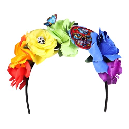 PLAFOPE Halloween Haarreif Totenkopf Modisches Damen Stirnband für Party Festival und Halloween Cosplay Bequemes Blumiges Haarband für Kostüm und Dekoration von PLAFOPE