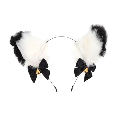 PLAFOPE Katzenohren Haarreif Plüsch mit Glöckchen Bequemes Leichtes Tierohren Haarband für Verstellbar für Halloween Kostüm Themenpartys Niedlicher Party haarschmuck von PLAFOPE