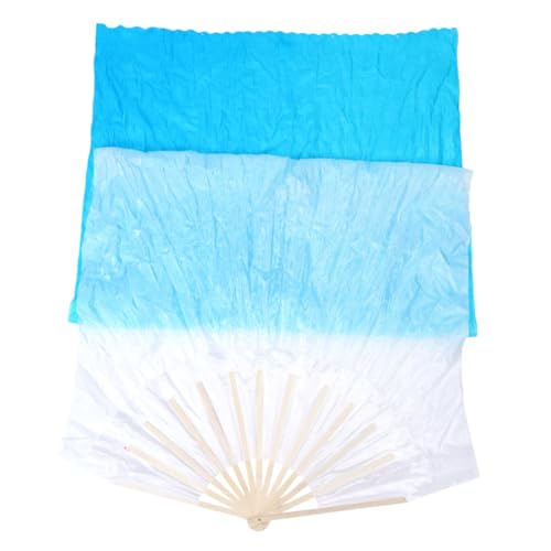 PLAFOPE Langer Bauchtanz Fächer aus Seide und Verlängerter Faltfächer mit Farbverlauf Weiß Blau Leichter Tanzschleier für Damen Flexibel und Elegant für Hochzeitsdeko und Tanzaufführungen PLAFOPE Langer Bauchtanz Fächer aus Seide und Verlängerter Faltfächer mit Farbverlauf Weiß Blau Leichter Tanzschleier für Damen Flexibel und Elegant für Hochzeitsdeko und Tanzaufführungen von PLAFOPE
