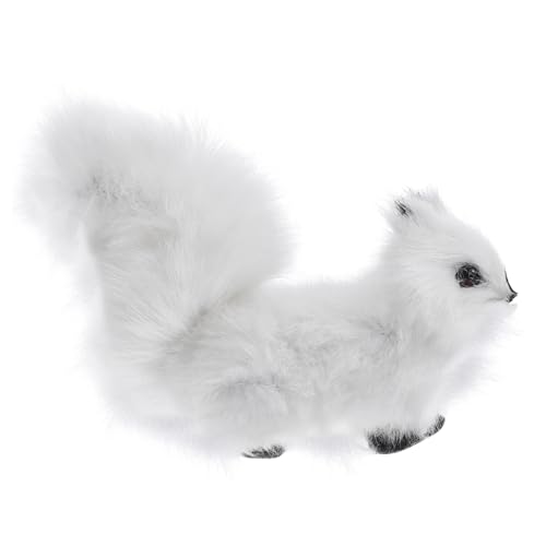 PLAFOPE Plüsch-Eichhörnchen-Anhänger Plüsch Eichhörnchen Stofftier klein Streich Figur Schreibtisch Eichhörnchen realistisches pelziges Eichhörnchen Kunstpelz aus Kunststoff Weiß von PLAFOPE