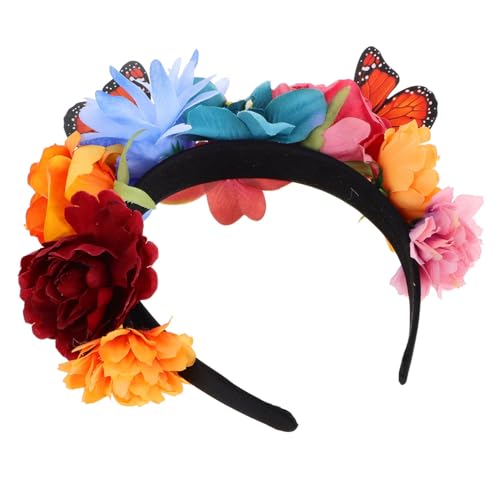 PLAFOPE Schmetterling Haarreif mit Blumen Weiches Bequem und Flexibel für Damen Party Fotoshooting Urlaub Vielseitiges Haaraccessoire für Karneval und Gartenfest von PLAFOPE