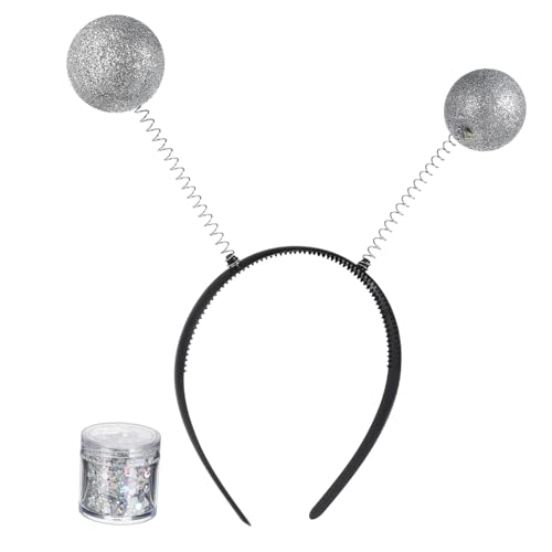 PLAFOPE Silbernes Antennen-stirnband mit Glitzer-gesichtsschminke Lustiges Kostüm-accessoire für Damen Robustes Haarband für Halloween Karneval Party und Festival Passend für Haartypen PLAFOPE Silbernes Antennen-stirnband mit Glitzer-gesichtsschminke Lustiges Kostüm-accessoire für Damen Robustes Haarband für Halloween Karneval Party und Festival Passend für Haartypen von PLAFOPE