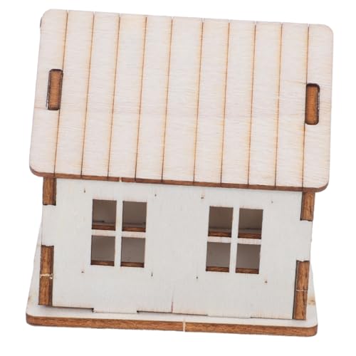 PLAFOPE Unfertiges Holzhaus Modellbausatz aus Massivem Holz Naturbelassen Klebefreie DIY Montage für Erwachsene Miniatur Holzhaus Bastelset als Dekoratives Gartenhaus und Originelles von PLAFOPE