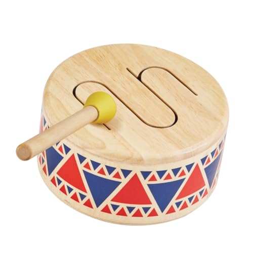 PlanToys Schlagzeug Kinder - Trommel Kinder - Musik Spielzeug ab 1 Jahr - Kindertrommel aus Holz - Kinderschlagzeug inkl. Trommelstock mit Gummikopf von PlanToys