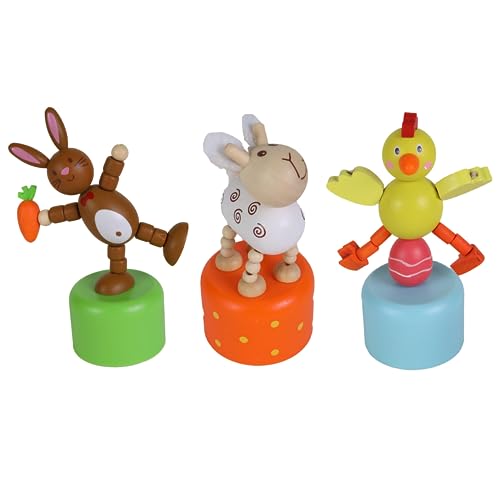 PLANÈTE BOIS 030127 PLANÈTE BOIS-Gelenktier-Sammelpusher-030127-1 Stück-Zufälliges Modell-Holz-FSC-Kinderspiel-Freizeit-Ostern-8 cm x 11 cm-Ab 3 Jahren von PLANÈTE BOIS