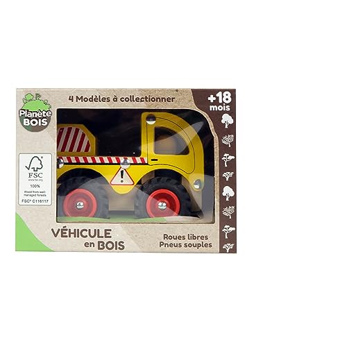 PLANÈTE BOIS - Pack mit 12 Nutzfahrzeugen - FSC - 052470PA - 12 Stück - Mehrfarbig - Holz - Kinderspielzeug - Auto - Langlebiges Spielzeug - 12 cm x 8 cm - Ab 18 Monaten von PLANÈTE BOIS