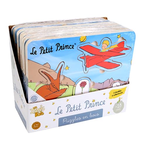 PLANÈTE BOIS 865003PA Pack mit 12 Puzzles-Lernspiel-Der kleine Prinz-865003PA-5 Teile-Mehrfarbig-Holz-Kinderspiel-Kinderpuzzle-21,5 cm x 17,5 cm-Ab 18 Monaten von PLANÈTE BOIS