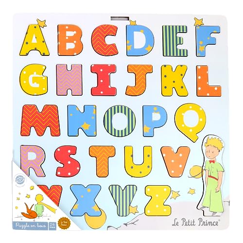 PLANÈTE BOIS 865006PA Pack mit 12 Alphabet-Puzzles-Lernspiel-Der kleine Prinz-865006PA-27 Teile-Mehrfarbig-Holz-Kinderspiel-Kinderpuzzle-30 cm x 30 cm-Ab 2 Jahren von PLANÈTE BOIS