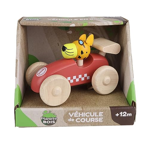 PLANÈTE BOIS - Pack mit 12 Rennfahrzeugen - FSC - 030196PA - 12 Stück - Mehrfarbig - Holz - Kinderspielzeug - Auto - Langlebiges Spielzeug - 12 cm x 8 cm - Ab 12 Monaten von PLANÈTE BOIS
