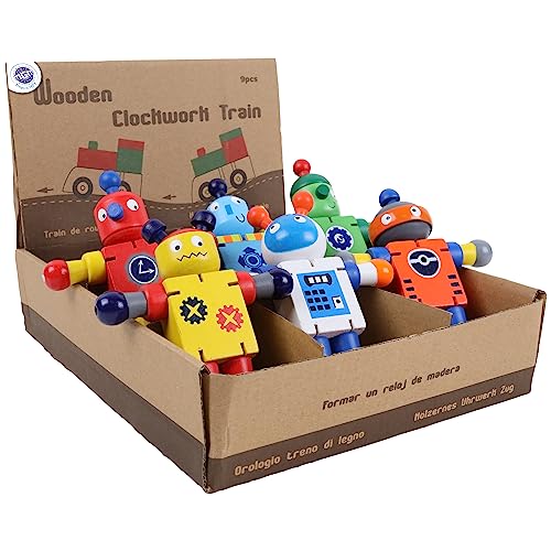 PLANÈTE BOIS 030169PA Pack mit 12 Gelenkrobotern-FSC-030169PA-12 Stück-Mehrfarbig-Holz-Kinderspiel-Freizeit-Kirmes-Zum Sammeln-9 cm x 5 cm-Ab 3 Jahren von PLANÈTE BOIS