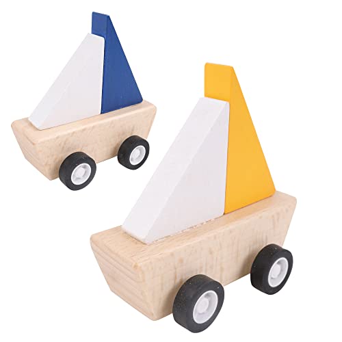 PLANÈTE BOIS 030198 Segelboot mit Reibungsrückstoß-FSC-030198-1 Stück-Zufällige Farbe-Holz-Kinderspiel-Freizeit-8 cm x 5 cm-Ab 18 Monaten, Mehrfarbig von PLANÈTE BOIS