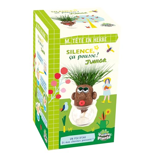 PLANETE Plante - Lustiges Pflanzen-Set mit lustigem Gesicht zum Wachsen - Silence Ça Pousse - 170632SP - Glas - Garten - Natur - Pflanze - Kreativ - Gras - Spielzeug für Kinder - Ab 3 Jahren von PLANÈTE PLANTE
