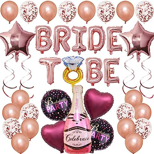 39 Pcs JGA Deko Junggesellinnenabschied Luft Set mit Roségold JGA Balloon Banner,Konfetti Luft,Diamantring und Champagner Folien Party Deko für Frauen Team Braut Deko 39 Pcs JGA Deko Junggesellinnenabschied Luft Set mit Roségold JGA Balloon Banner,Konfetti Luft,Diamantring und Champagner Folien Party Deko für Frauen Team Braut Deko von PLATEYTR