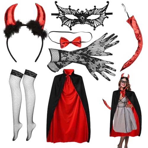 PLATEYTR Ultimatives Teufelskostüm für Damen – Faschingskostüm Teufel, Halloween-Kostüm Damen Gruselig, Inklusive Teufelshörner und Vampir Kostüm Damen Elemente PLATEYTR Ultimatives Teufelskostüm für Damen – Faschingskostüm Teufel, Halloween-Kostüm Damen Gruselig, Inklusive Teufelshörner und Vampir Kostüm Damen Elemente von PLATEYTR