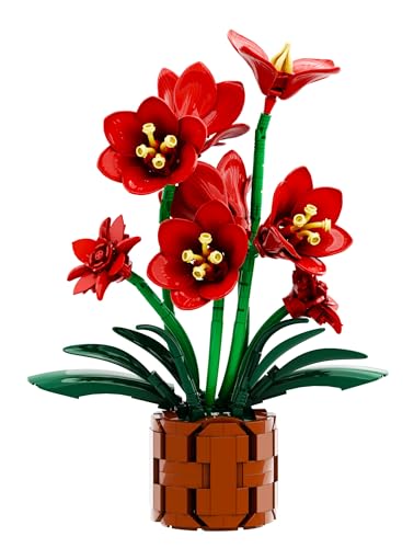 PLAXSOON Amaryllis Blumen Baukasten Spielzeug mit Vase, 481PCS Künstliche Blumen Bauklotz für Haus Büro Desktop Dekor, Pflanze Geschenk für Erwachsene Teens Jungen Mädchen Alter 10+ PLAXSOON Amaryllis Blumen Baukasten Spielzeug mit Vase, 481PCS Künstliche Blumen Bauklotz für Haus Büro Desktop Dekor, Pflanze Geschenk für Erwachsene Teens Jungen Mädchen Alter 10+ von PLAXSOON