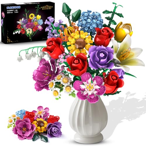PLAXSOON Blumen Bauspielzeug für Erwachsene, 18 Blumen Valentinstag Rosen Bausteine, Botanical Collection Bauklotz Spielzeug Pflanzen Home Deko 1015 Stück, Geschenk für Freundin Freund Mädchen 8-12+ PLAXSOON Blumen Bauspielzeug für Erwachsene, 18 Blumen Valentinstag Rosen Bausteine, Botanical Collection Bauklotz Spielzeug Pflanzen Home Deko 1015 Stück, Geschenk für Freundin Freund Mädchen 8-12+ von PLAXSOON