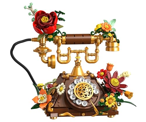 PLAXSOON Retro Telefon Bauspielzeugsets mit Blumen 2 in 1 Telefon Modell Bausatz 862 Teile PLAXSOON Retro Telefon Bauspielzeugsets mit Blumen 2 in 1 Telefon Modell Bausatz 862 Teile von PLAXSOON