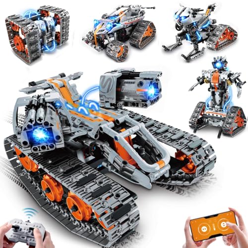 PLAXSOON Technik Baukasten mit Lichtern, 5 in 1 APP Ferngesteuertes Bauspielzeug, RC Panzer Roboter Stunt Fahrzeug, Technic Bausteine Geburtstagsgeschenk für Kinder Jungen Mädchen 6 7 8 9 10 11 12+ PLAXSOON Technik Baukasten mit Lichtern, 5 in 1 APP Ferngesteuertes Bauspielzeug, RC Panzer Roboter Stunt Fahrzeug, Technic Bausteine Geburtstagsgeschenk für Kinder Jungen Mädchen 6 7 8 9 10 11 12+ von PLAXSOON