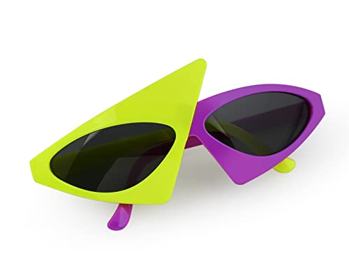 PLAY BLING Neuheit Party Sonnenbrille 80er Jahre Asymmetrische Brille Gelb und Violett Brille für Hip Hop Tanz Halloween Party PLAY BLING Neuheit Party Sonnenbrille 80er Jahre Asymmetrische Brille Gelb und Violett Brille für Hip Hop Tanz Halloween Party von PLAY BLING