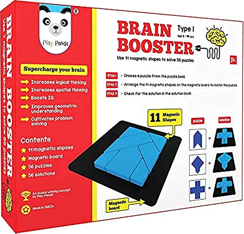 Play Panda Brain Booster Typ 1 (Junior) - 56 Puzzles zur Steigerung der Intelligenz - mit Magnetformen, Magnettafel, Puzzlebuch und Lösebuch von PLAY PANDA