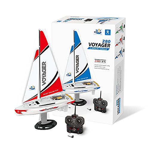 PLAY STEAM Voyager 280 RC Controlled Wind Powered Sailboat in Red - 14" Tall von PLAY STEAM