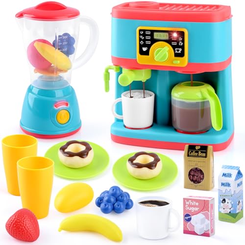 PLAY Küchengeräte Spielzeug Set, Kinderküche Zubehör Set mit Kaffeemaschine, Mixer, Lebensmittel Spielzeug, Realistische Beleuchtung und Sound, Kinder Spielzeug Küche Set für Kinder 3+ PLAY Küchengeräte Spielzeug Set, Kinderküche Zubehör Set mit Kaffeemaschine, Mixer, Lebensmittel Spielzeug, Realistische Beleuchtung und Sound, Kinder Spielzeug Küche Set für Kinder 3+ von PLAY