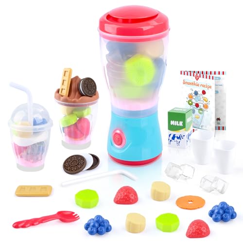 PLAY Smoothie Mixer für Kinder, Kinderküche Zubehör Set mit Mixer, Lebensmittel Spielzeug, Realistische Bewegungen, Lichter & Geräusche, Spielküche Zubehör Set für Kinder 3+ PLAY Smoothie Mixer für Kinder, Kinderküche Zubehör Set mit Mixer, Lebensmittel Spielzeug, Realistische Bewegungen, Lichter & Geräusche, Spielküche Zubehör Set für Kinder 3+ von PLAY