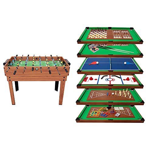 PLAY4FUN Multi-Spieletisch 20 in 1 auf Fuß, multifunktionaler Spieltisch mit verstellbaren Tabletts und Zubehör für 20 verschiedene Spiele, 122 x 61 x 84 cm von PLAY4FUN