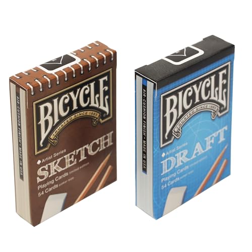 Sketch & Draft Bicycle Artist Series Spielkarten, Limited Edition Set in Sketch Pad und Blueprint Tuck Box Designs von PLAYING CARD DECKS.COM