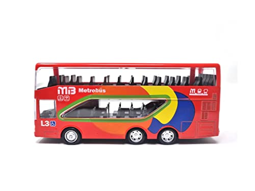 PLAYJOCS GT-8113 Doppelbus Metallfahrzeug mit Kunststoffteilen, ideal für Kinder und Sammler. von PLAYJOCS