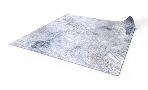 Trocken abwischbare Rollenspielmatte 80x80cm mit quadratischem Raster - Trocken abwischbare Kampfmatte für Rollenspiele, Dungeons and Dragons (D&D), Pathfinder - Schnee von PLAYMATS