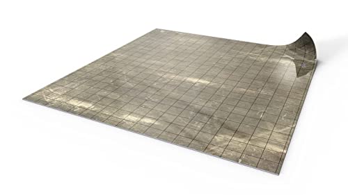 Trocken abwischbare Rollenspielmatte 50x50cm mit quadratischem Raster - Trocken abwischbare Kampfmatte für Rollenspiele, Dungeons and Dragons (D&D), Pathfinder - Abgenutzter Papyrus von PLAYMATS