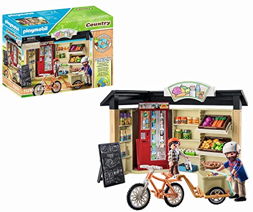 PLAYMOBIL Country 71250 24-Stunden-Hofladen, Fahrrad mit Anhänger, Lebensmittelladen für den Bio-Bauernhof, Nachhaltiges Spielzeug für Kinder ab 4 Jahren von PLAYMOBIL