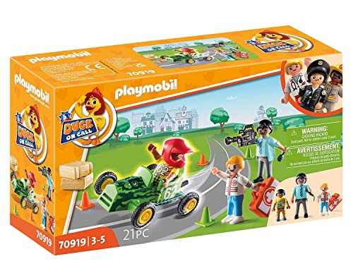 PLAYMOBIL Duck ON Call 70919 Notarzt Action: Hilf dem Rennfahrer!, Spielzeug für Kinder ab 3 Jahren von PLAYMOBIL