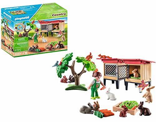 PLAYMOBIL Country 71252 Kaninchenstall, Tiere für den Bio-Bauernhof, Nachhaltiges Spielzeug für Kinder ab 4 Jahren von PLAYMOBIL