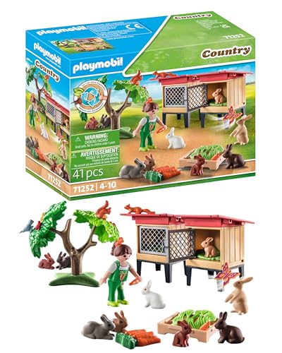 PLAYMOBIL Country 71252 Kaninchenstall, Tiere für den Bio-Bauernhof, Nachhaltiges Spielzeug für Kinder ab 4 Jahren von PLAYMOBIL