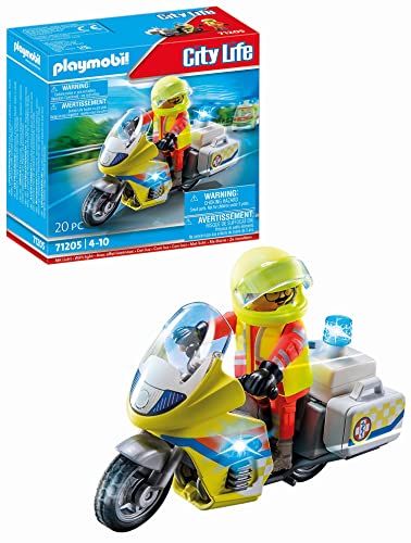 PLAYMOBIL City Life 71205 Notarzt-Motorrad mit Blinklicht, Spielzeug für Kinder ab 4 Jahren von PLAYMOBIL