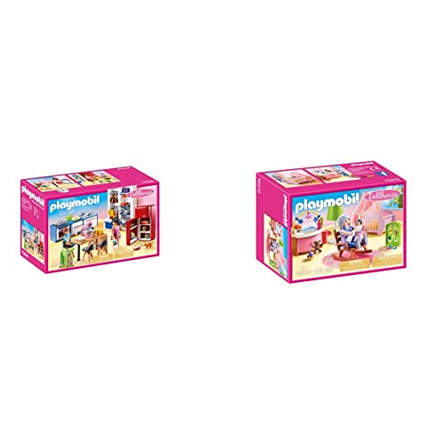 PLAYMOBIL® 70206 Familienküche & Dollhouse 70210 Babyzimmer, ab 4 Jahren von PLAYMOBIL