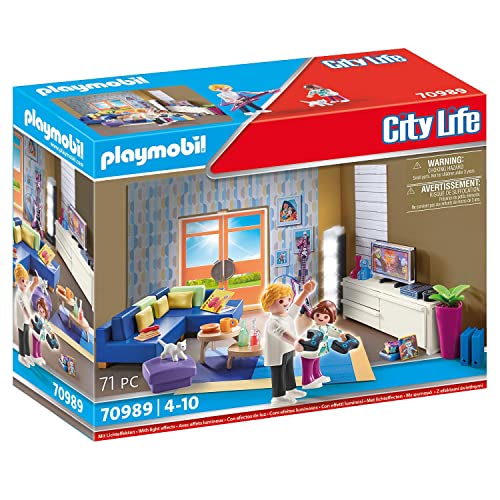 PLAYMOBIL City Life 70989 Wohnzimmer, Mit Lichteffekt, Spielzeug für Kinder ab 4 Jahren von PLAYMOBIL