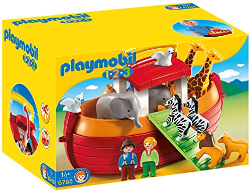 PLAYMOBIL 1.2.3 6765 Meine Mitnehm-Arche-Noah, mit 12 Tieren, Zugangsplanke und Tragegriff, schwimmt, zum Zuklappen und Mitnehmen, ab 1,5 Jahren von PLAYMOBIL