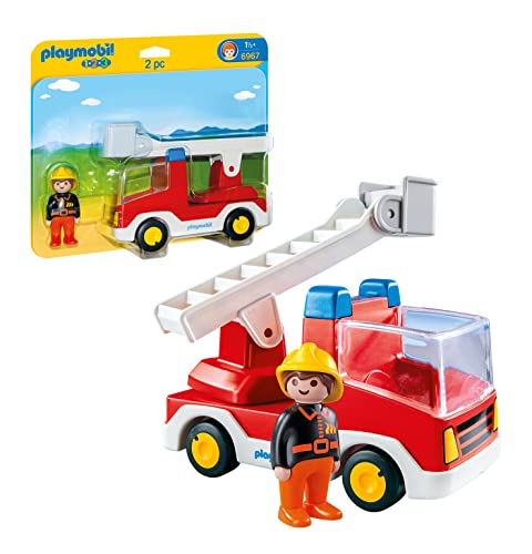 PLAYMOBIL 1.2.3 6967 Feuerwehrleiterfahrzeug, mit beweglicher Leiter und Anhängerkupplung, Figur auf Stufen festklemmbar, ab 1,5 Jahren PLAYMOBIL 1.2.3 6967 Feuerwehrleiterfahrzeug, mit beweglicher Leiter und Anhängerkupplung, Figur auf Stufen festklemmbar, ab 1,5 Jahren von PLAYMOBIL
