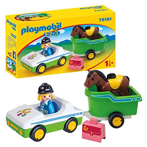 PLAYMOBIL 1.2.3 70181 PKW mit Pferdeanhänger, Anhänger zum Öffnen, ab 1,5 Jahren PLAYMOBIL 1.2.3 70181 PKW mit Pferdeanhänger, Anhänger zum Öffnen, ab 1,5 Jahren von PLAYMOBIL