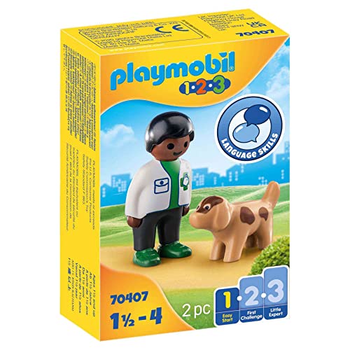 PLAYMOBIL 1.2.3 70407 Tierarzt mit Hund Ab 18 Monaten von PLAYMOBIL