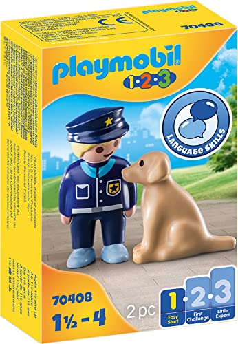PLAYMOBIL 1.2.3 70408 Polizist mit Hund, Ab 1,5 bis 4 Jahre, Multicolor, Ab 18 Monaten von PLAYMOBIL