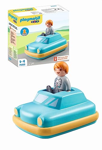 PLAYMOBIL 1.2.3 71323 Push & Go Car, Spielzeugauto mit Schwungradmotor, Lernspielzeug für Kleinkinder, Spielzeug für Kinder ab 12 Monaten von PLAYMOBIL