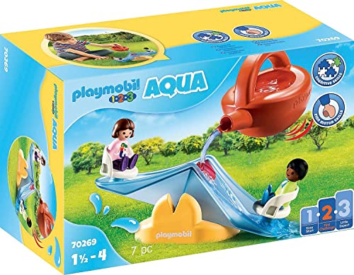 PLAYMOBIL 1.2.3 70269 Wasserwippe mit Gießkanne, Wippe mit Zwei Kindern und Gießkanne, wippt durch Wasser eingießen, ab 1,5 Jahren von PLAYMOBIL